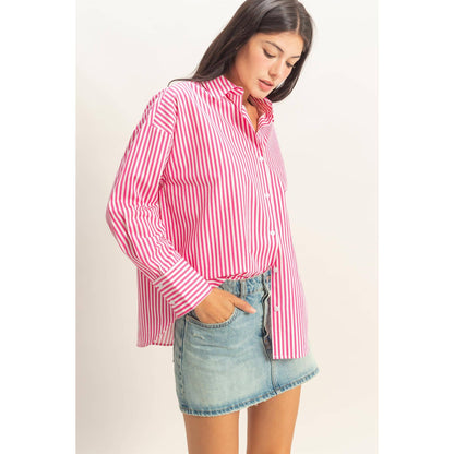 Striped Button-Up Poplin Shirt