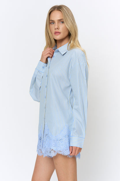 Scallop Lace Hem Button Front Set