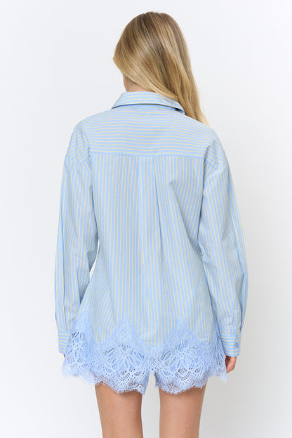 Scallop Lace Hem Button Front Set