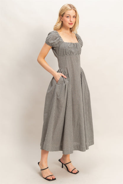 Gingham Puff Sleeve Dress