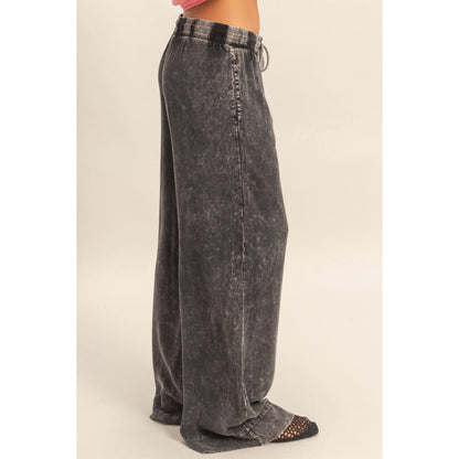 Mineral Wash  Drawstring Wide Leg Pants