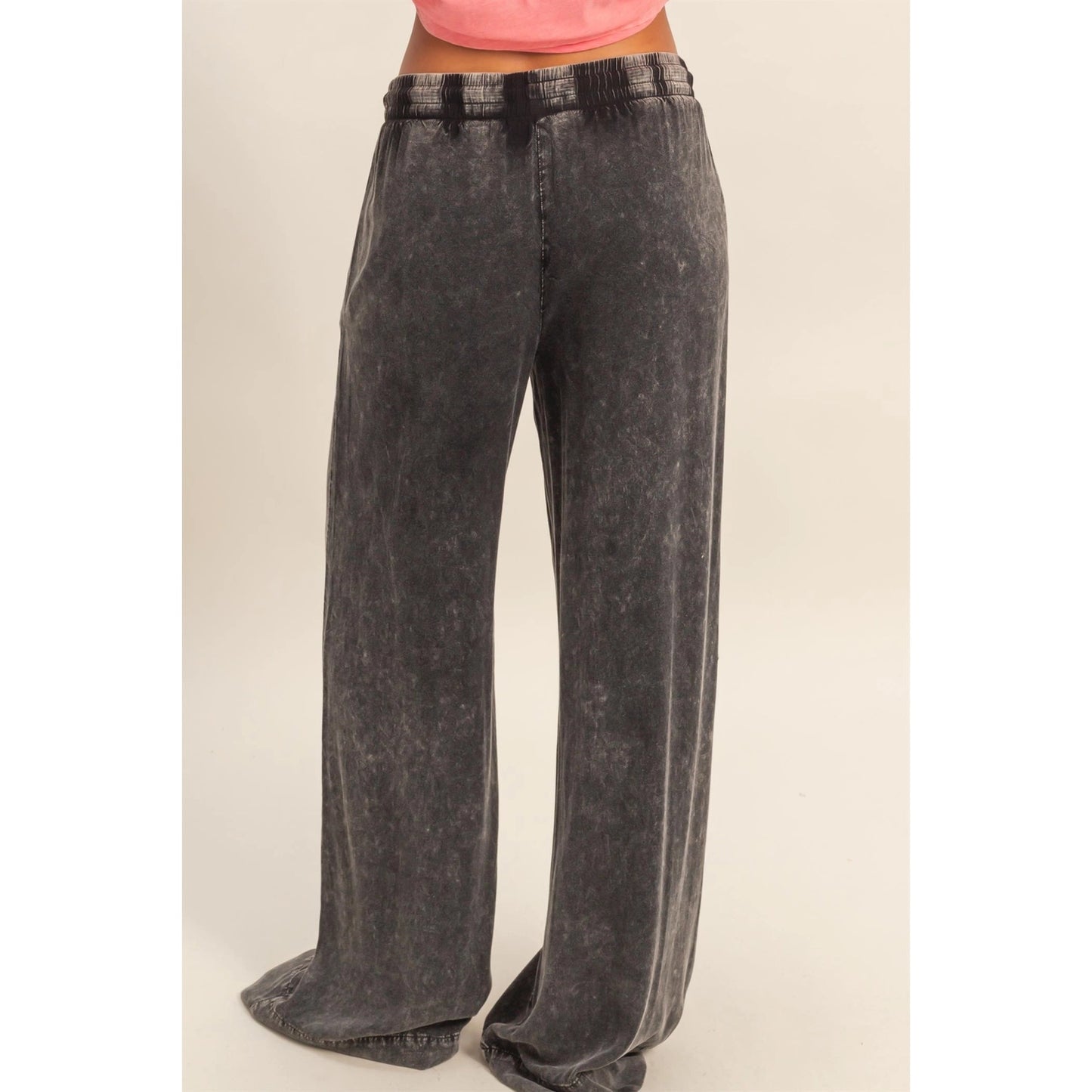 Mineral Wash  Drawstring Wide Leg Pants