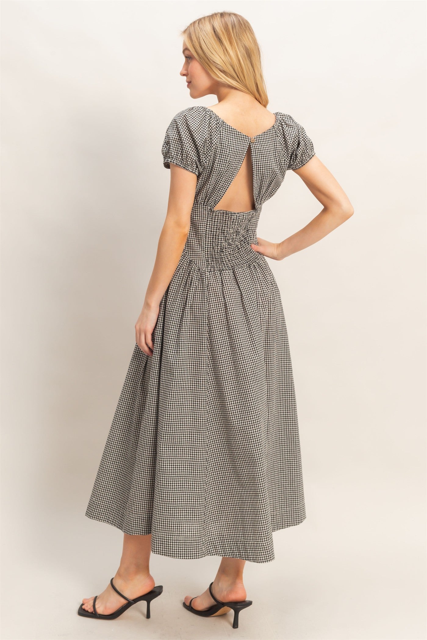 Gingham Puff Sleeve Dress