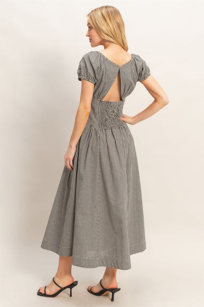 Gingham Puff Sleeve Dress