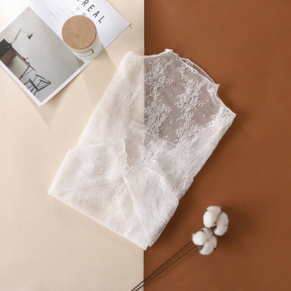 Semi Sheer Mesh Lace Sexy Slim Bottoming Shirt