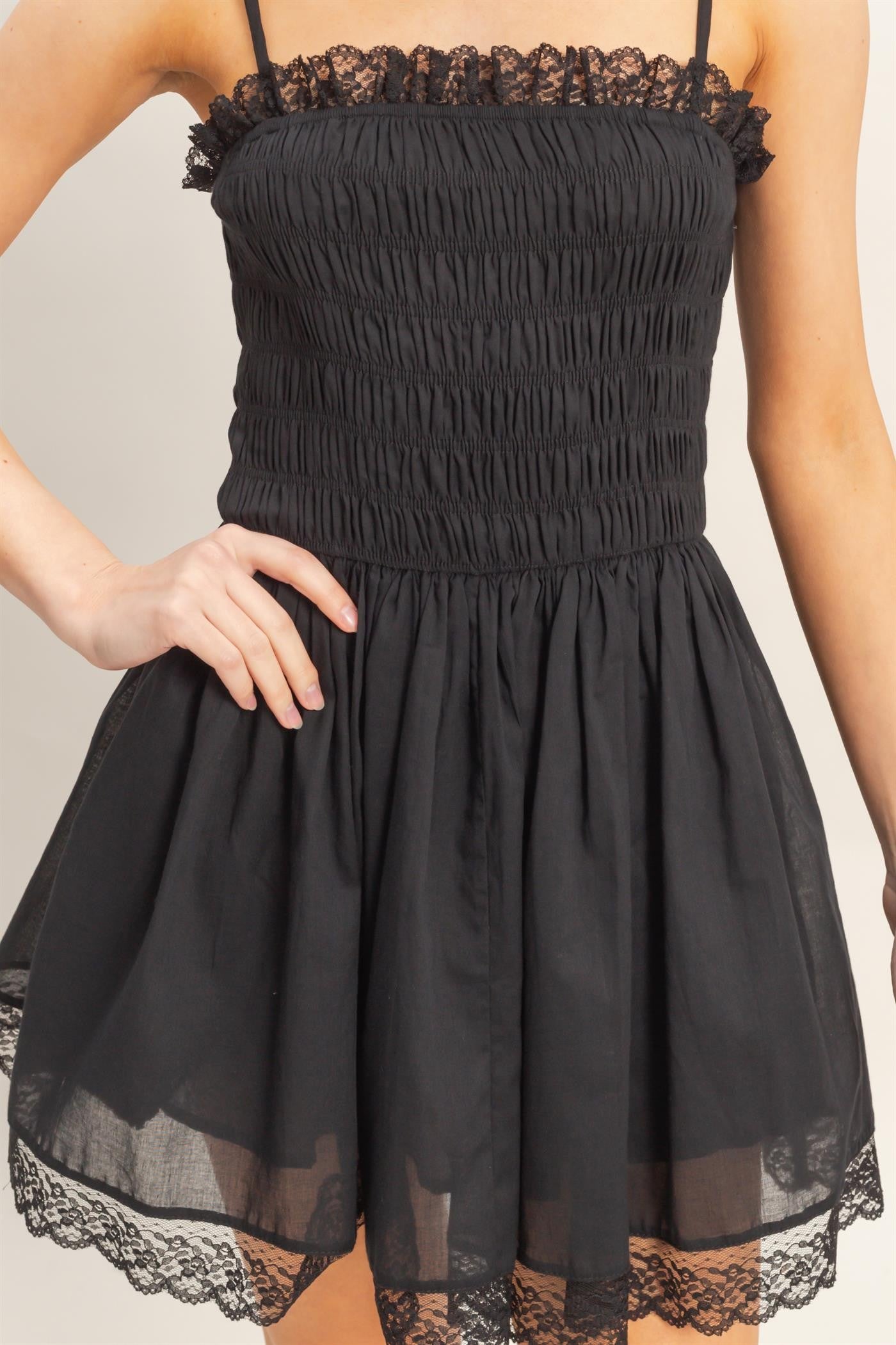 Smocked Lace Trim Romper