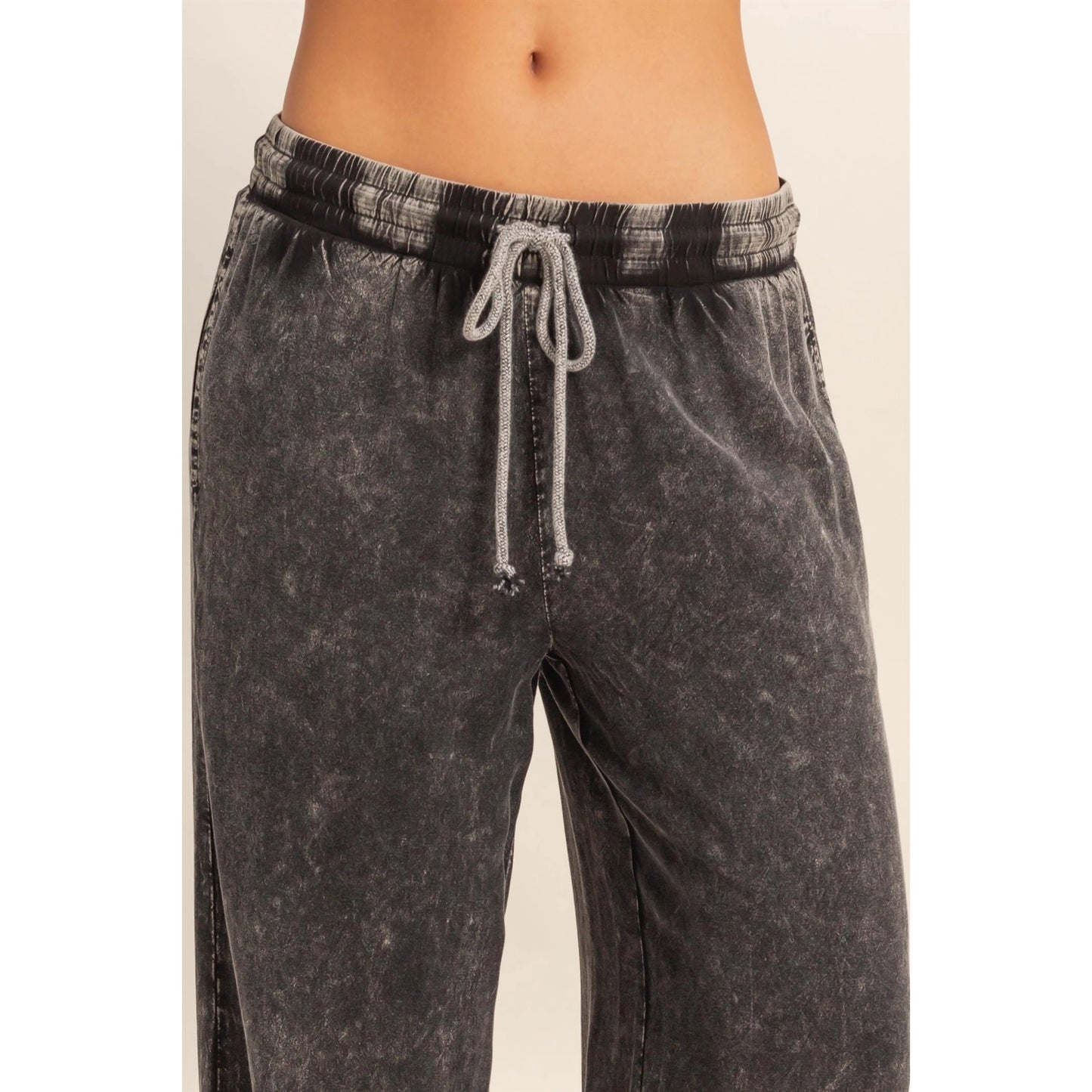 Mineral Wash  Drawstring Wide Leg Pants