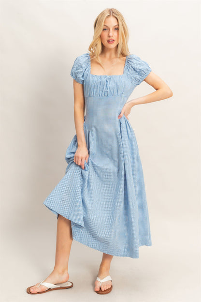 Gingham Puff Sleeve Dress