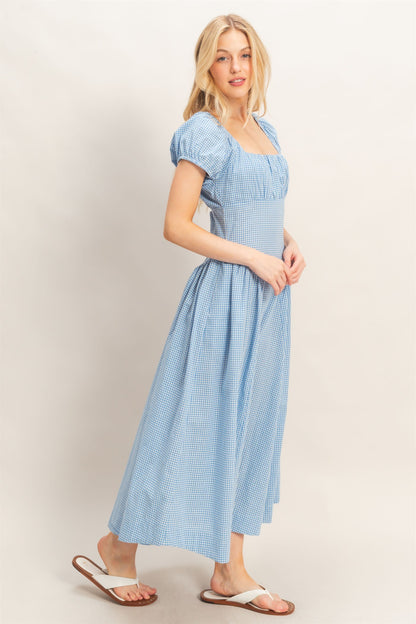 Gingham Puff Sleeve Dress