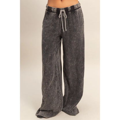 Mineral Wash  Drawstring Wide Leg Pants