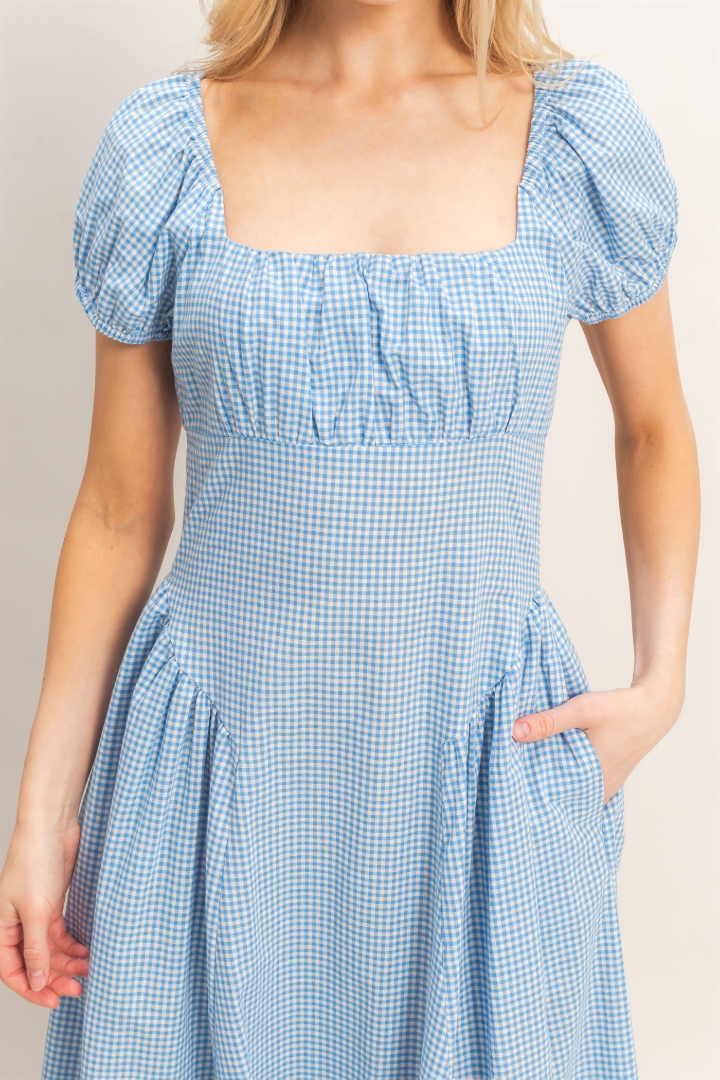 Gingham Puff Sleeve Dress