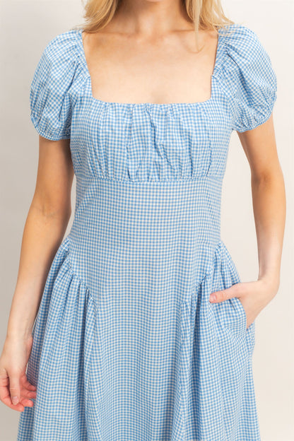 Gingham Puff Sleeve Dress