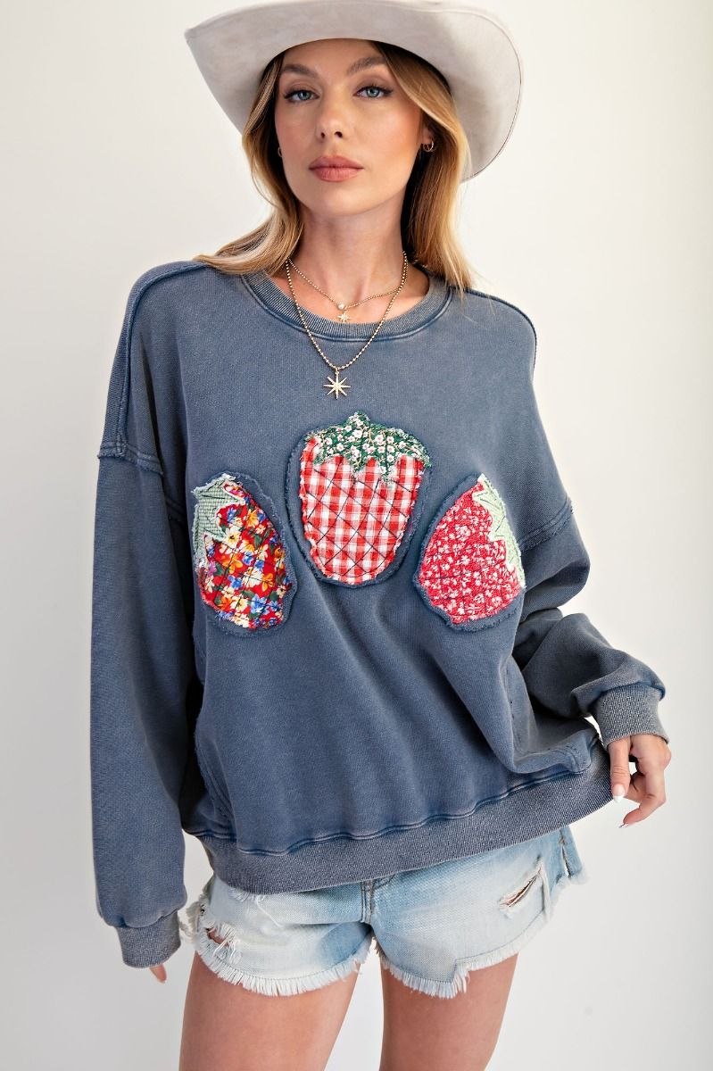 Fruit Patch Front Washed Terry Pullover