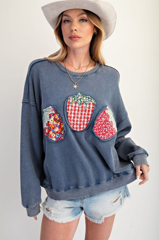 Fruit Patch Front Washed Terry Pullover