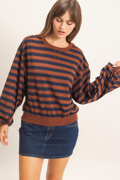 Striped Crew Neck Sweatshirt