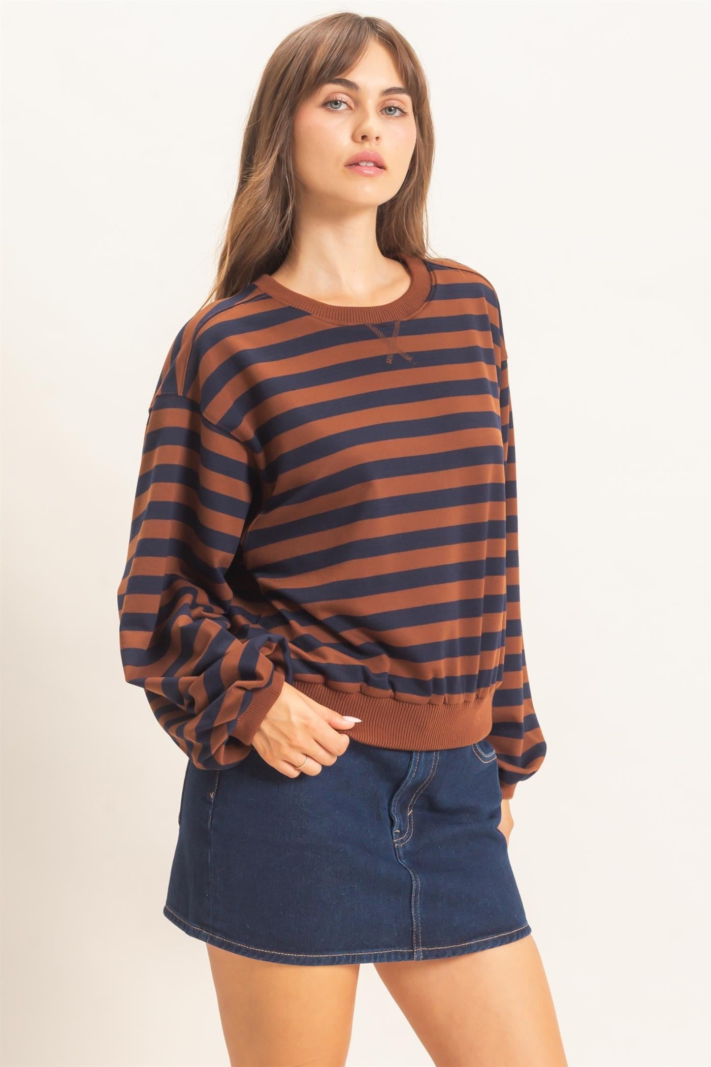 Striped Crew Neck Sweatshirt