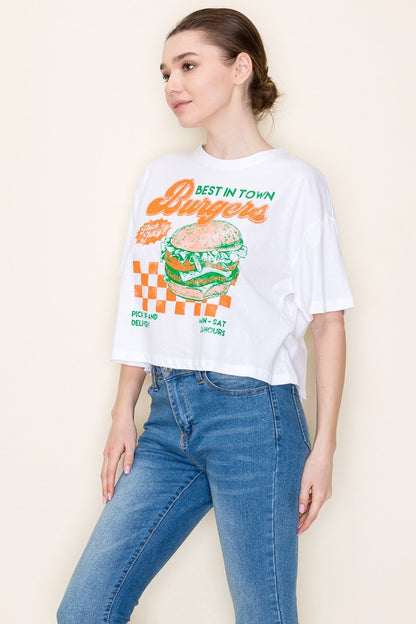 Burger Graphic Crop Top