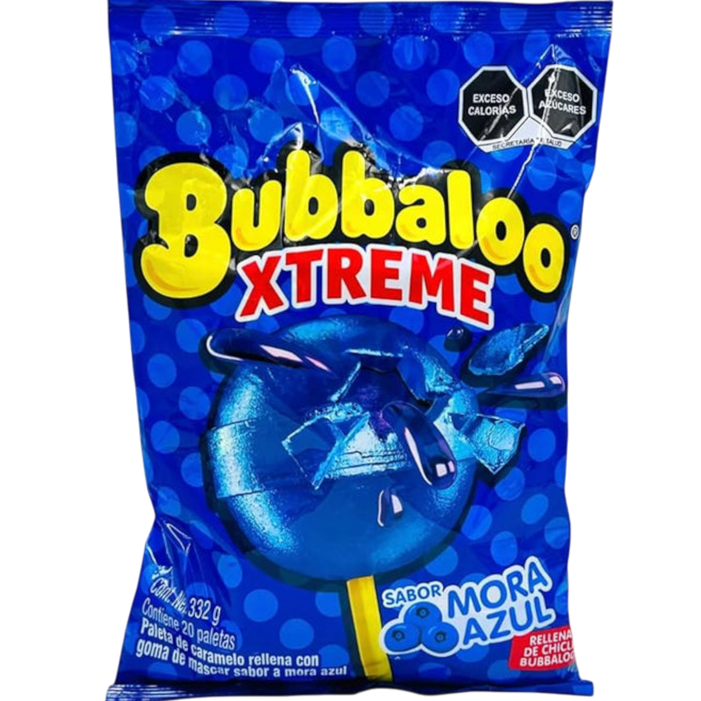 Bubbaloo Xtreme Mora Azul Blueberry Lollipop