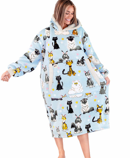 Catitude Blue Blanket Hoodie