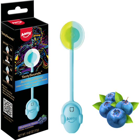 Amos Tasty Sounds Audio Lollipop Blueberry Flavor