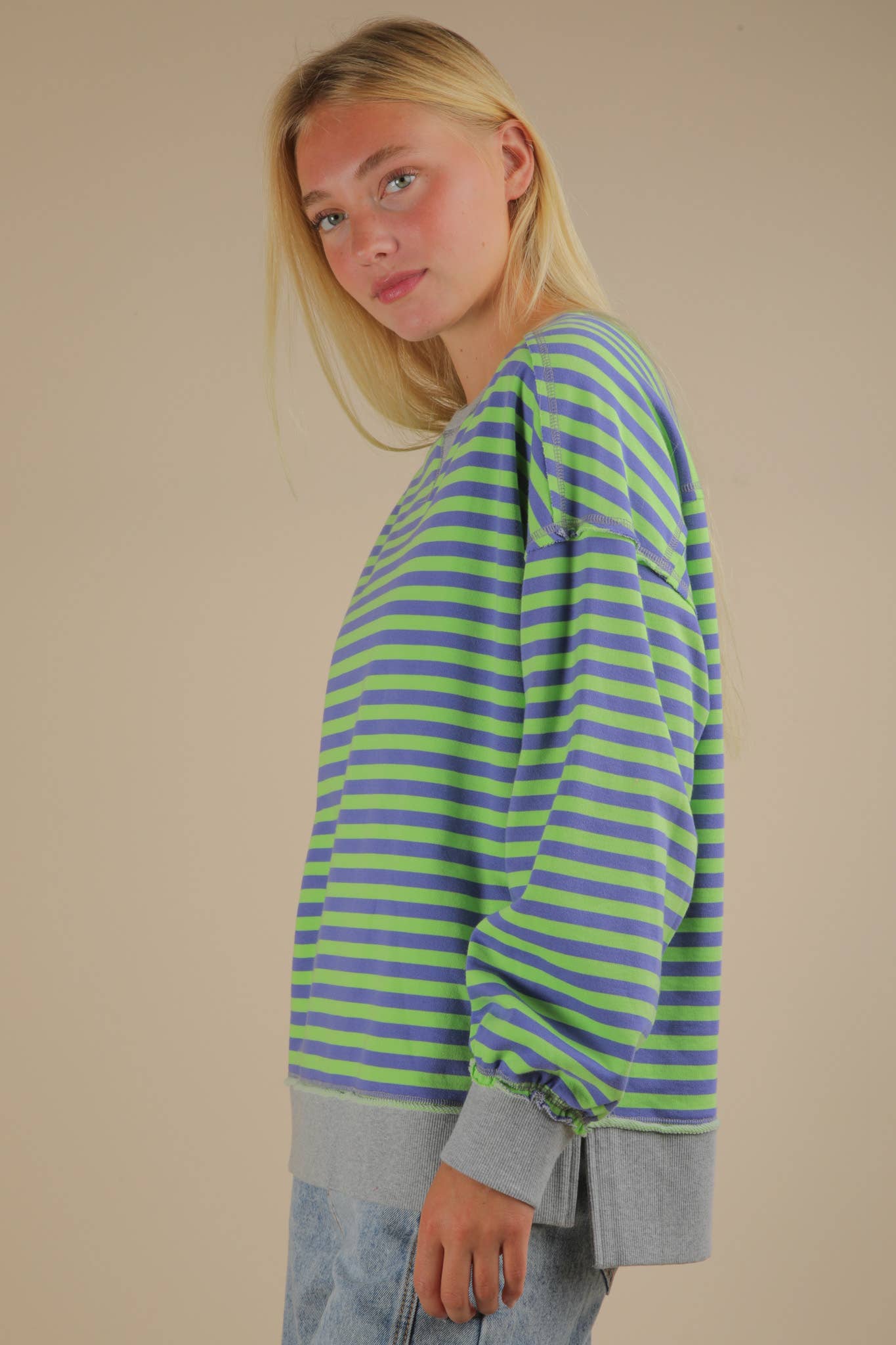 Stripe Comfy Casual Oversized Knit Top