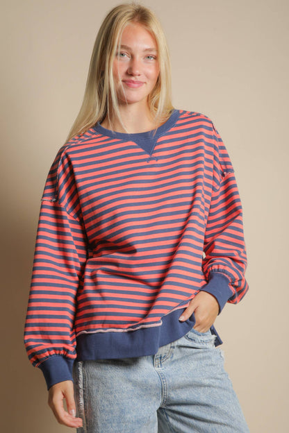 Stripe Comfy Casual Oversized Knit Top