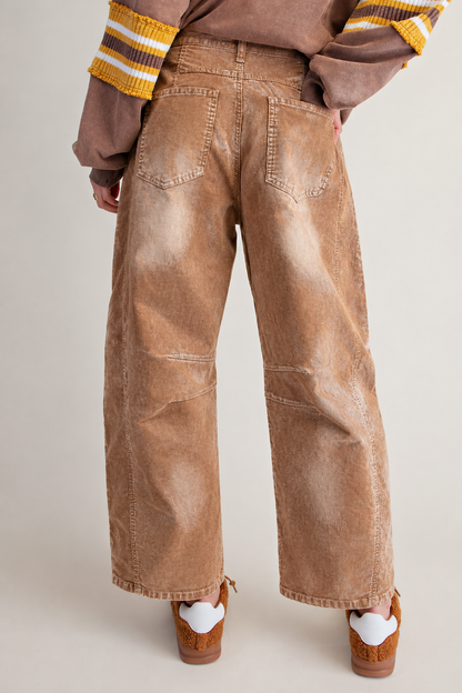 Stretch Corduroy Barrel Pants