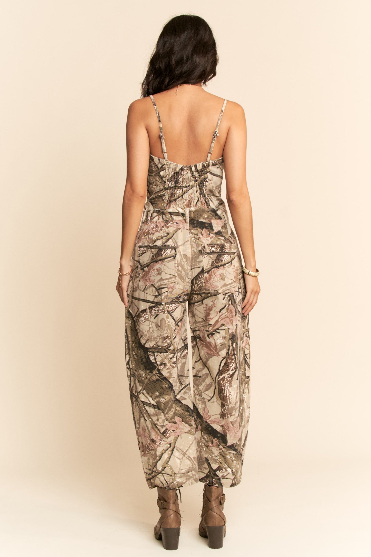 Camo Strapless Wide Leg Jumpsuit