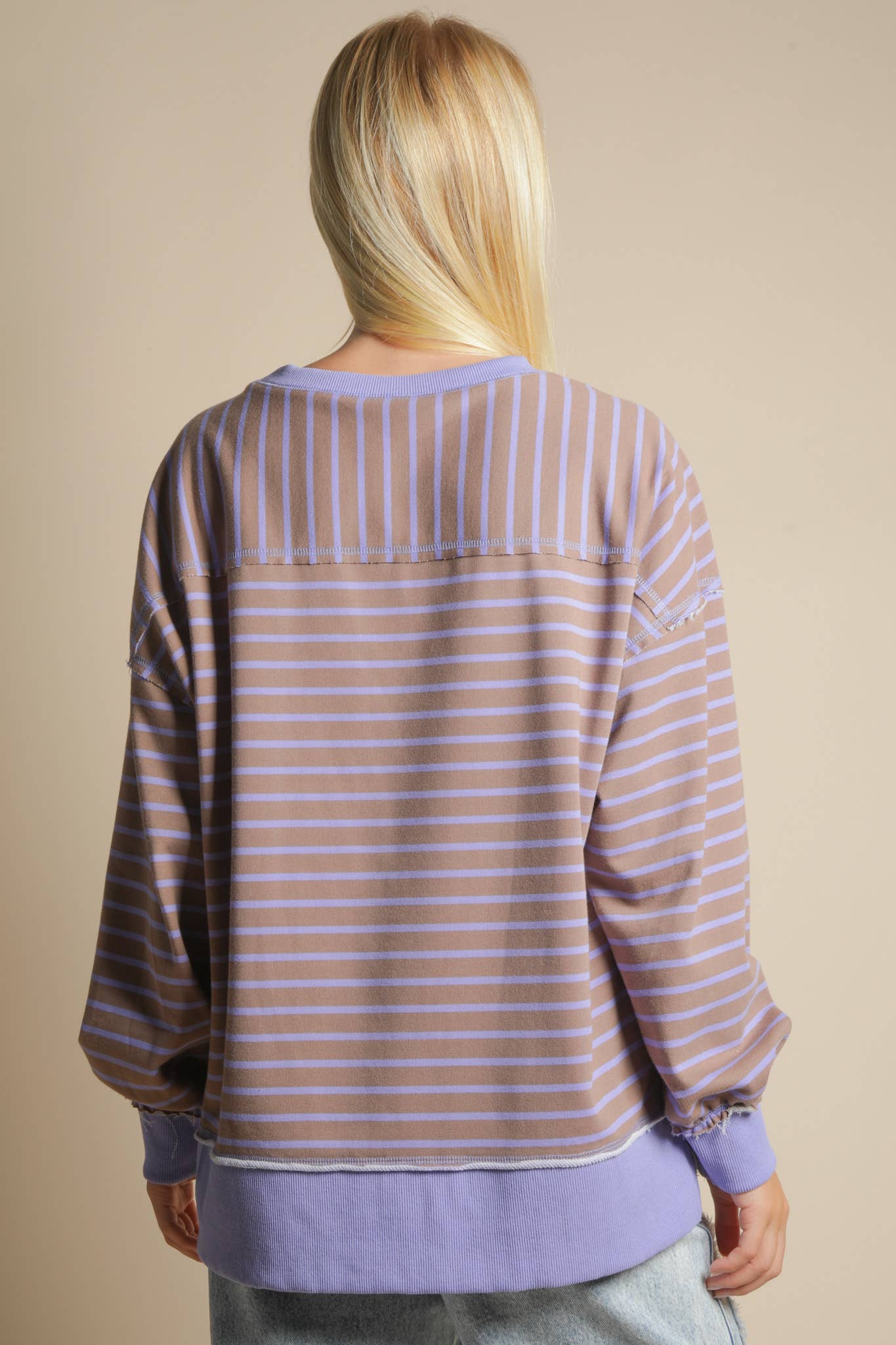Stripe Comfy Casual Oversized Knit Top
