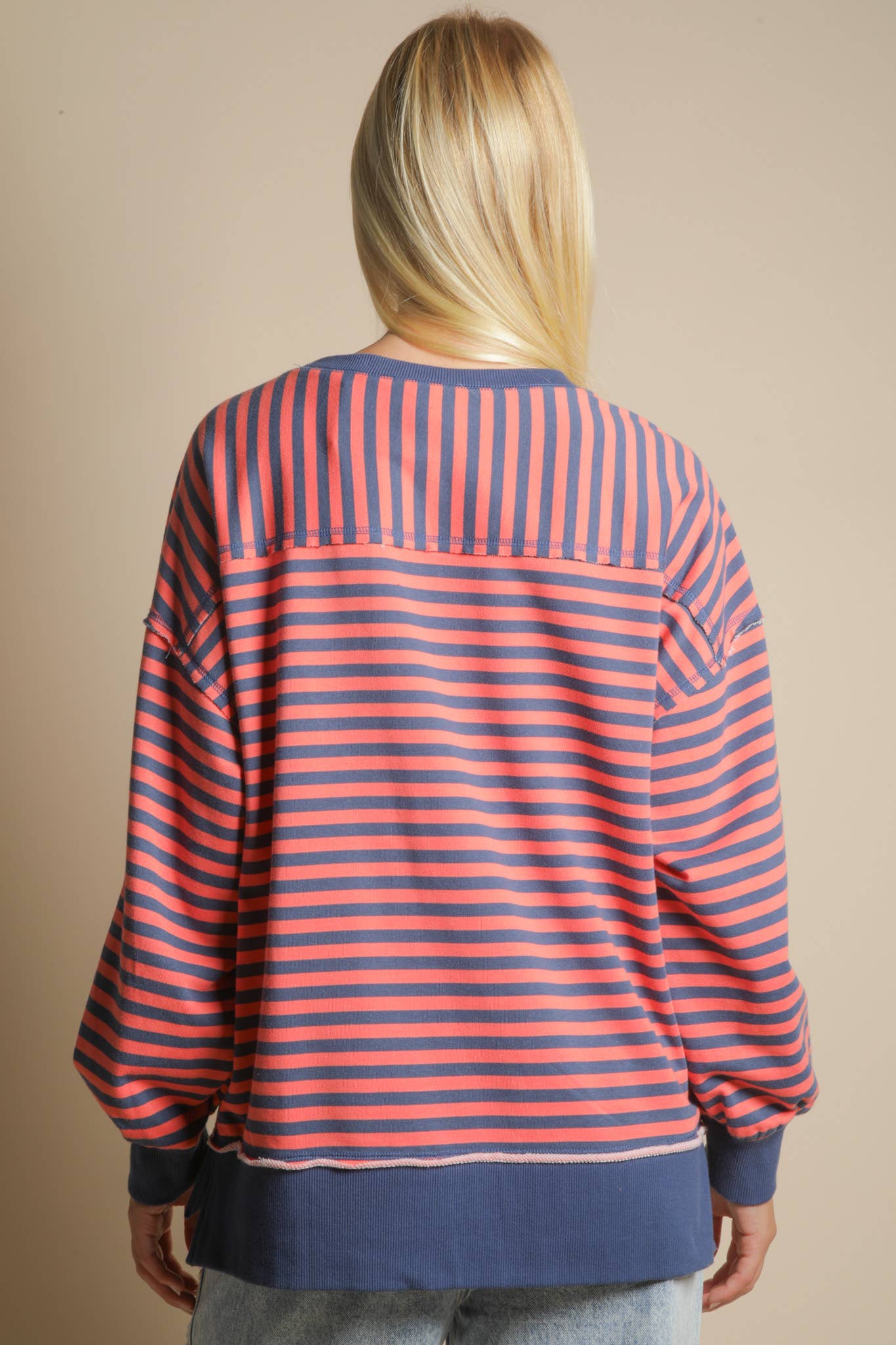 Stripe Comfy Casual Oversized Knit Top