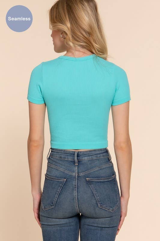 Short Sleeve Seamless Rib Crop Top