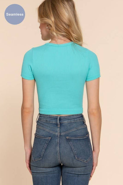 Short Sleeve Seamless Rib Crop Top