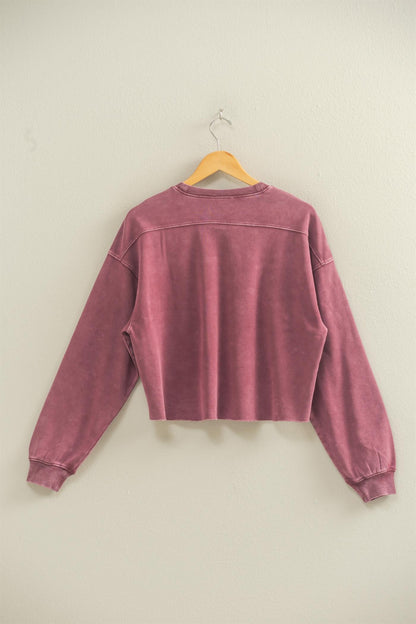 Cropped Crewneck Sweatshirt with Raw Hem