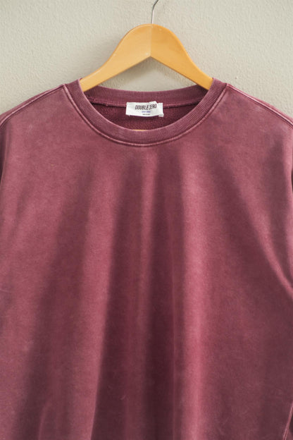 Cropped Crewneck Sweatshirt with Raw Hem