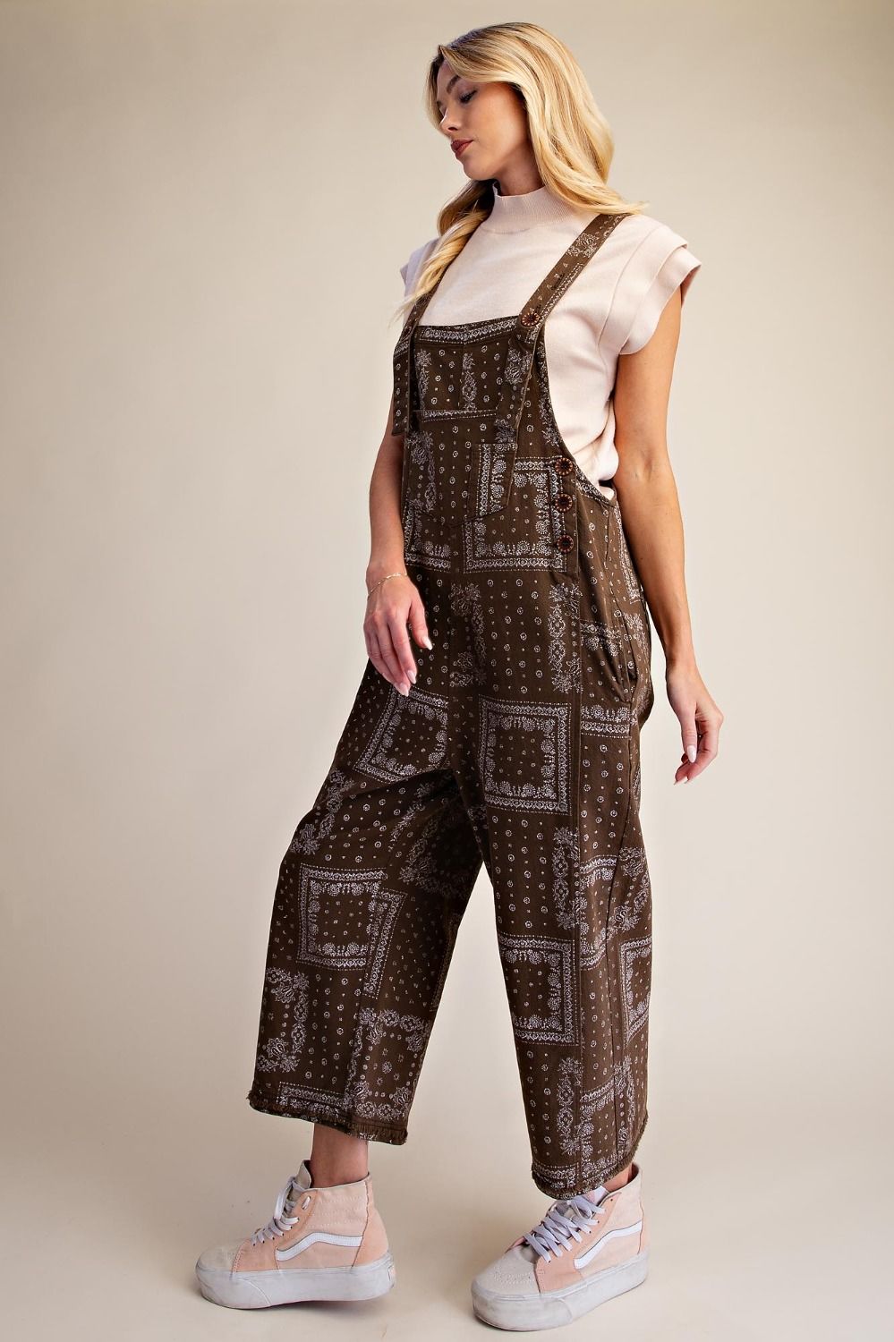 Bandana Print Washed Twill Overall