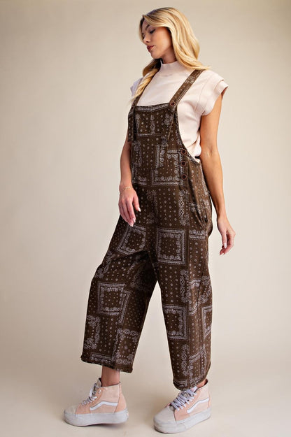 Bandana Print Washed Twill Overall