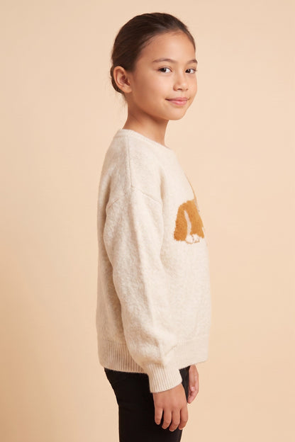Girls Corgi Knitted Brushed Knit Sweater