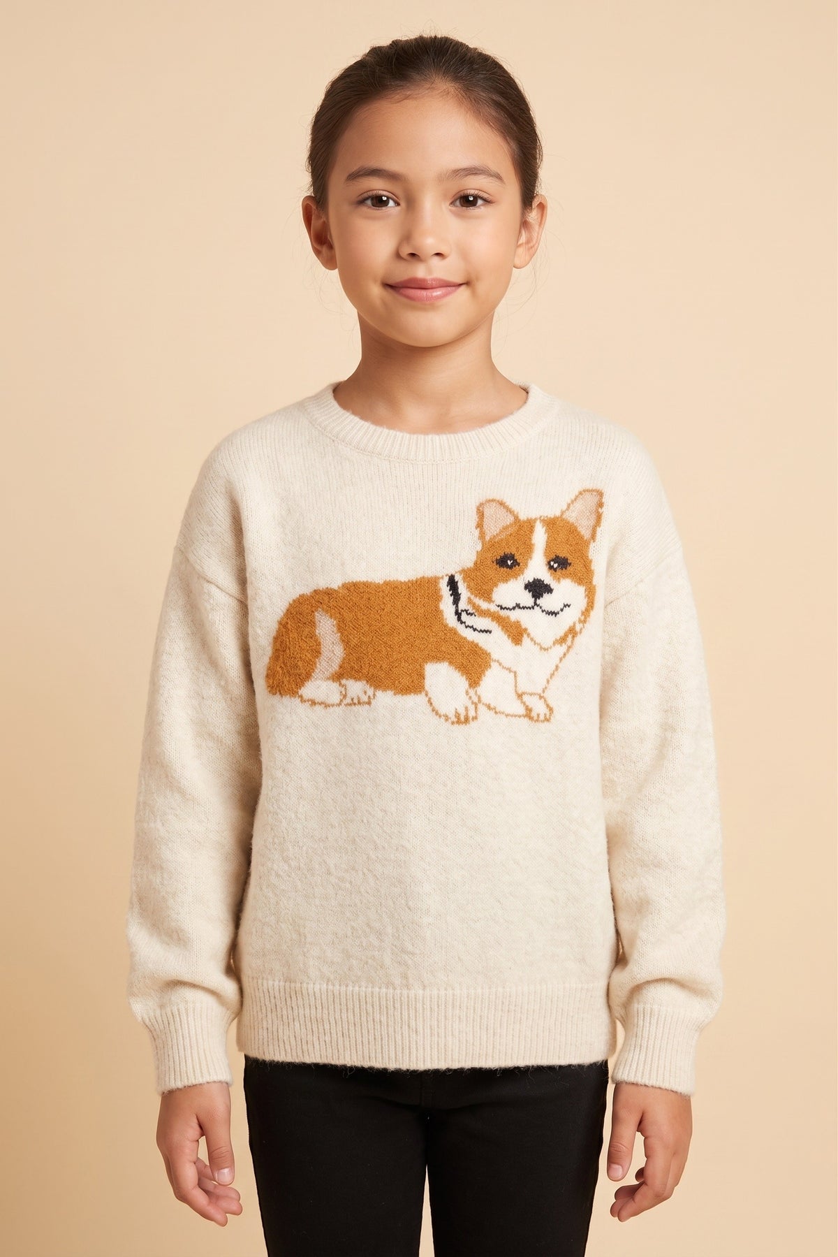 Girls Corgi Knitted Brushed Knit Sweater
