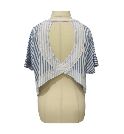 Polka Dots Wrapped Cutout Back Slouchy Tee Workout Shirt