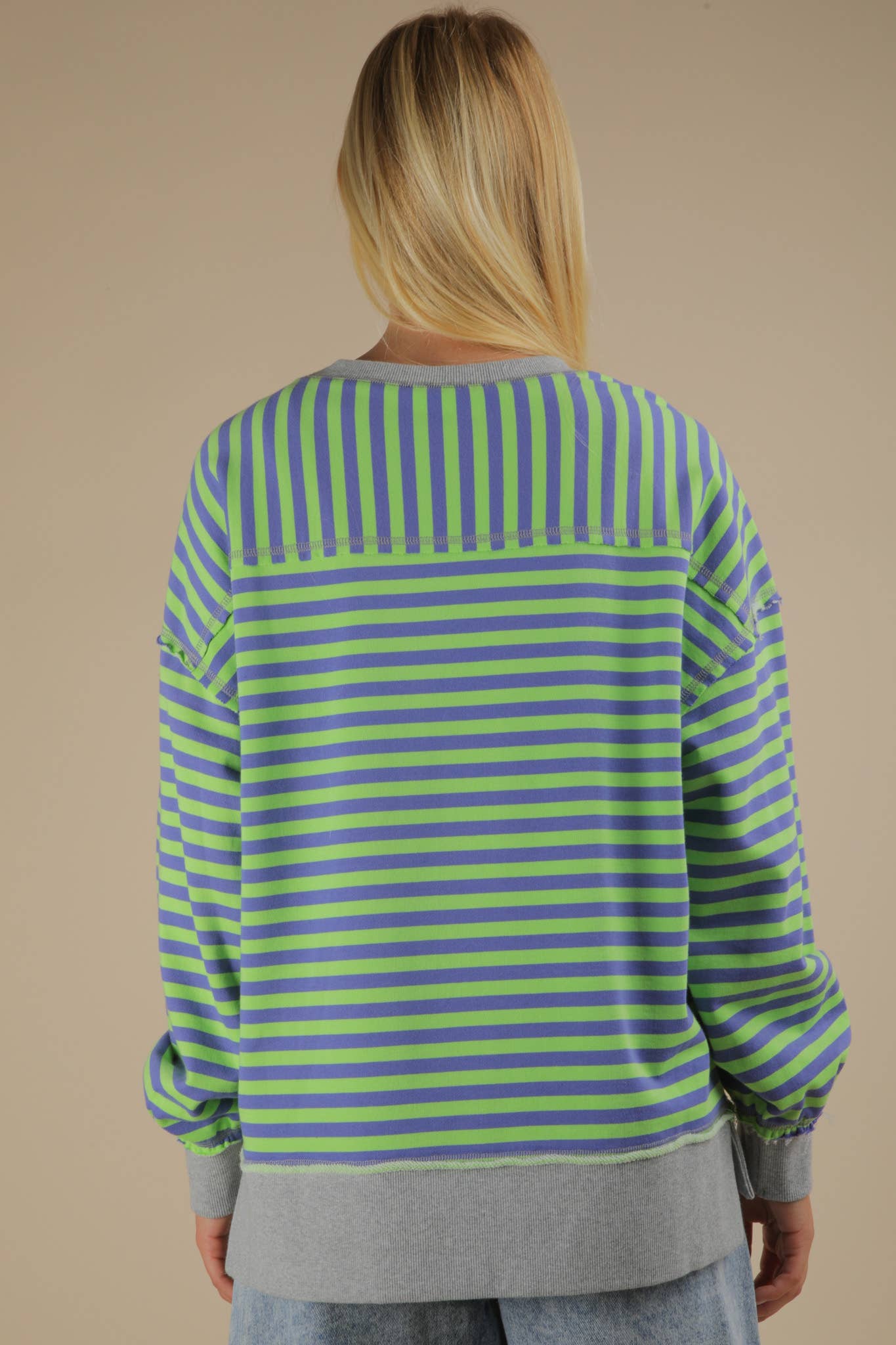 Stripe Comfy Casual Oversized Knit Top