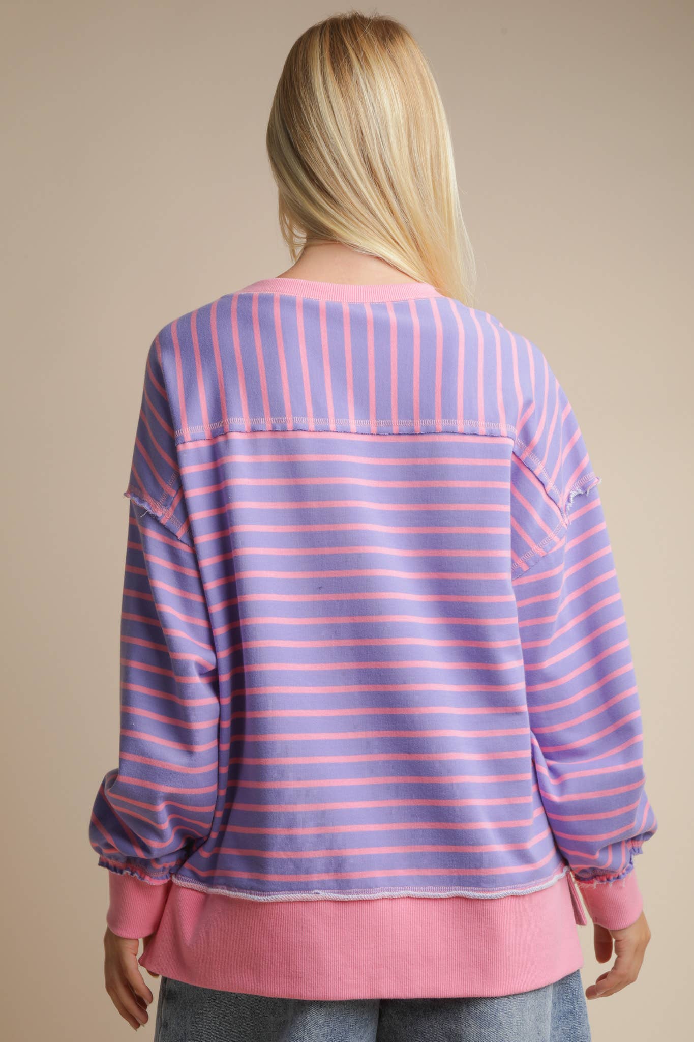 Stripe Comfy Casual Oversized Knit Top