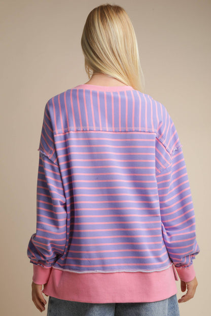 Stripe Comfy Casual Oversized Knit Top