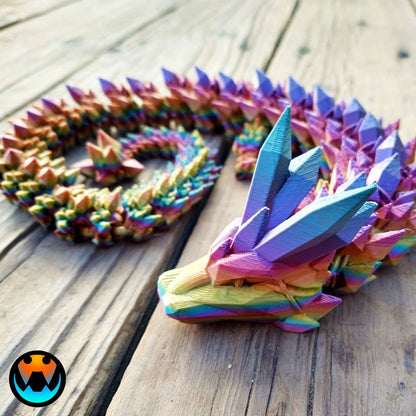Articulating Crystal Dragon, 3D Printed, Fidget Toy