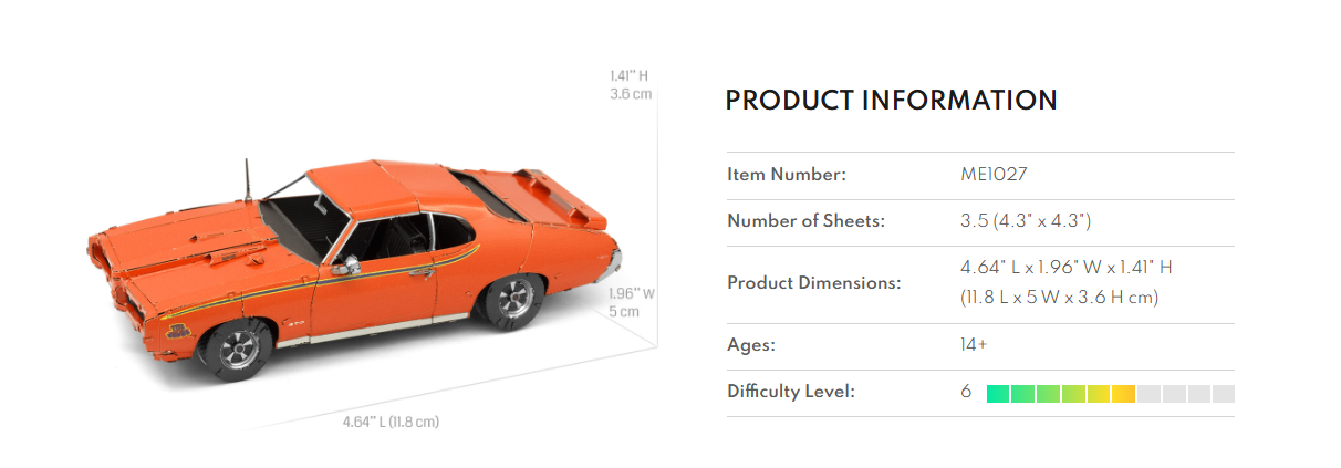 1969 Pontiac GTO 'Judge' Metal Earth