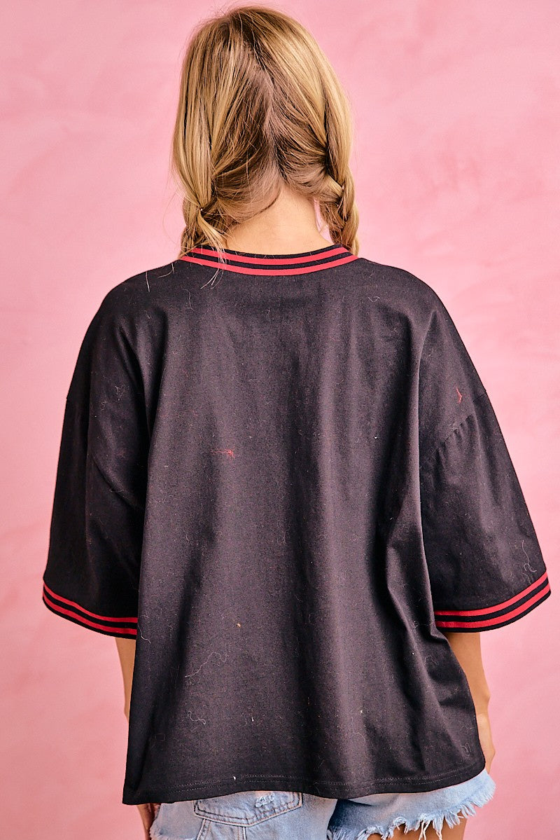 Gameday Lace Panel Cotton Boxy T Shirt