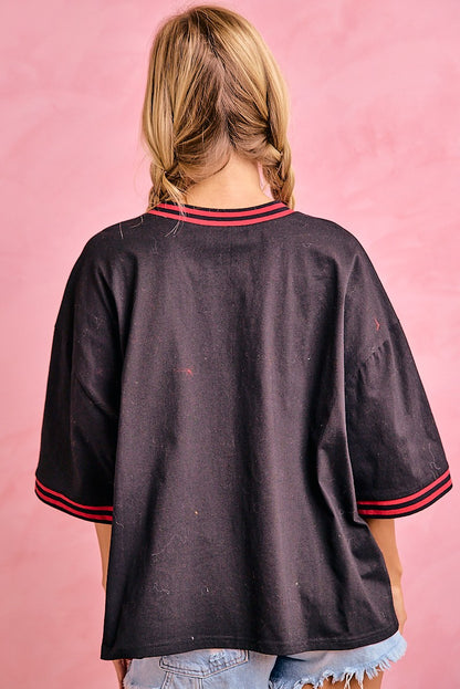 Gameday Lace Panel Cotton Boxy T Shirt