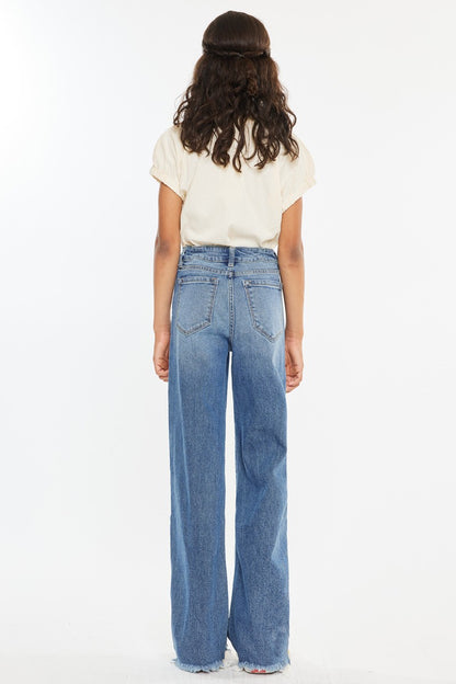 Girls High Rise Slim Wide Leg Youth Jeans