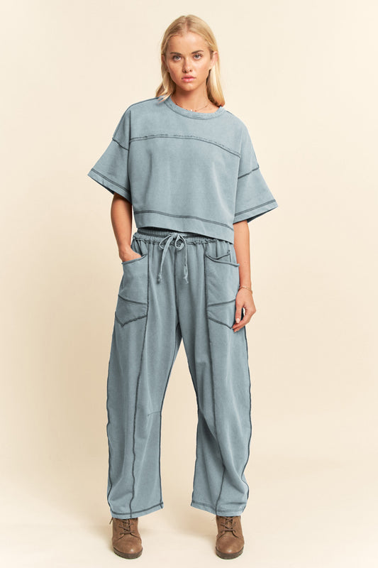 Mineral Washed Exposed Barrel Pants Set