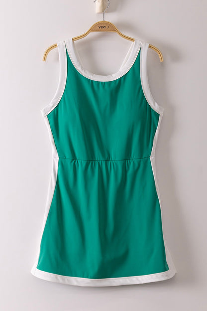 Color Block Activewear Mini Dress W/ Bra Cap