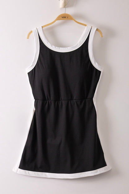 Color Block Activewear Mini Dress W/ Bra Cap